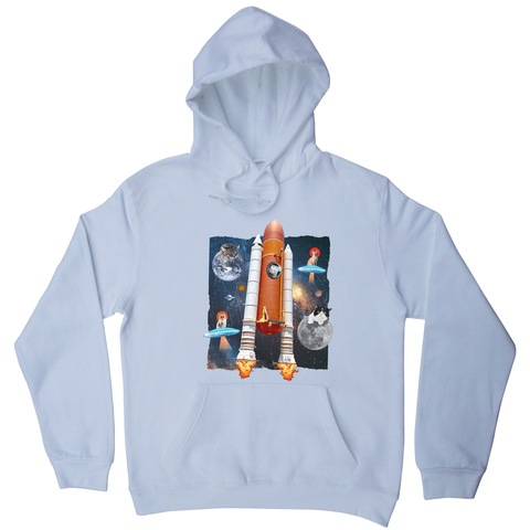 Cats in space funny collage hoodie White