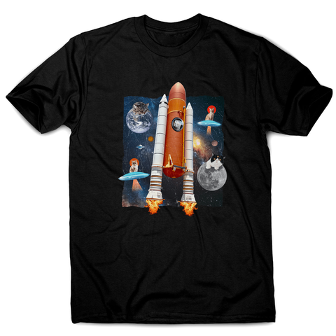 Cats in space funny collage men's t-shirt Black