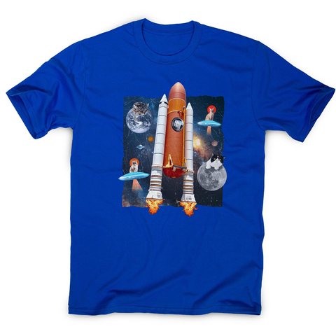 Cats in space funny collage men's t-shirt Blue