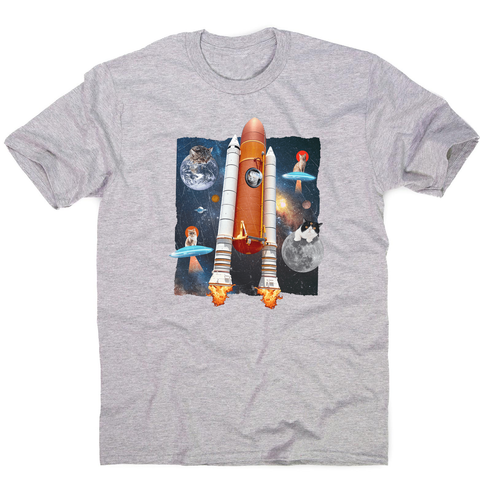Cats in space funny collage men's t-shirt Grey