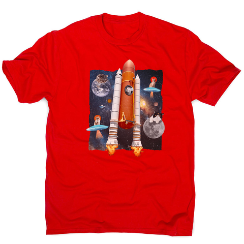 Cats in space funny collage men's t-shirt Red