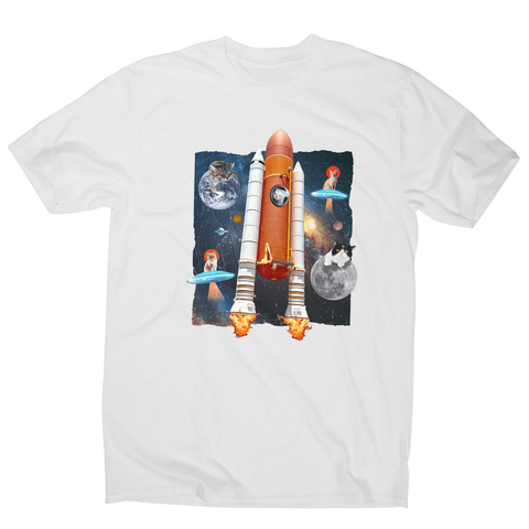 Cats in space funny collage men's t-shirt White
