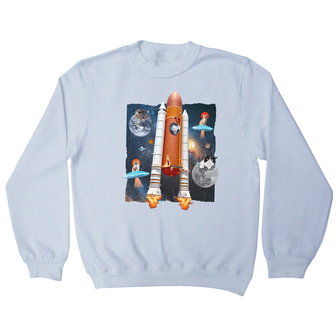 Cats in space funny collage sweatshirt White