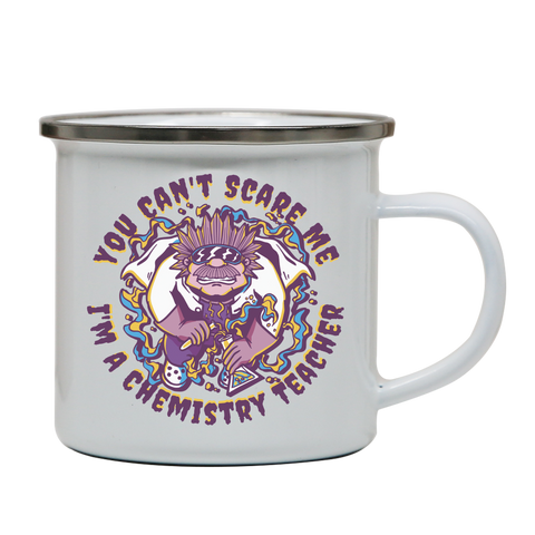 Chemistry teacher cartoon enamel camping mug White