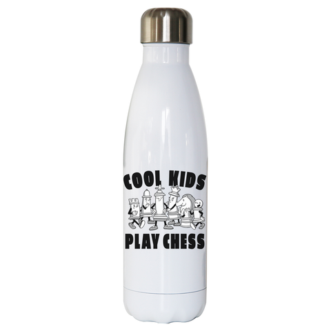 Chess game characters water bottle stainless steel reusable White