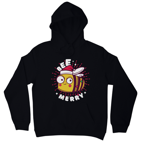 Christmas bee animal cartoon hoodie Black