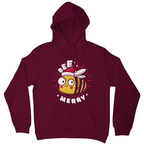 Christmas bee animal cartoon hoodie Burgundy
