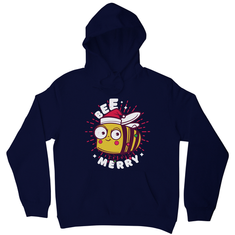 Christmas bee animal cartoon hoodie Navy