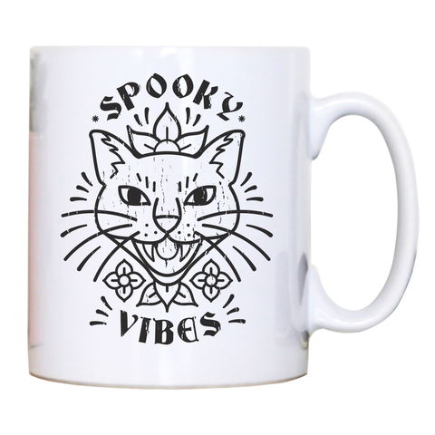 Cool spooky cat mug coffee tea cup White
