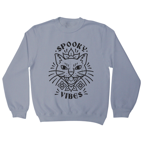 Cool spooky cat sweatshirt Grey