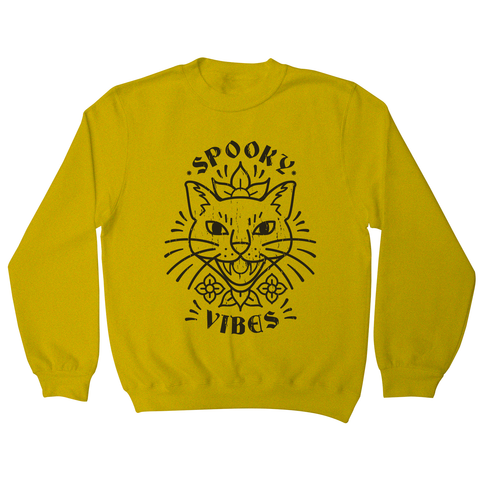 Cool spooky cat sweatshirt Yellow