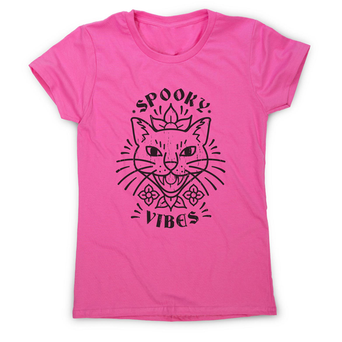 Cool spooky cat women's t-shirt Pink