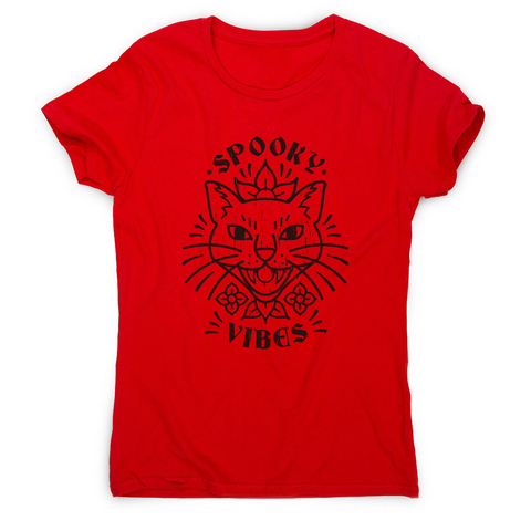 Cool spooky cat women's t-shirt Red