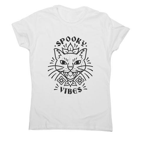 Cool spooky cat women's t-shirt White