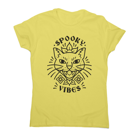 Cool spooky cat women's t-shirt Yellow