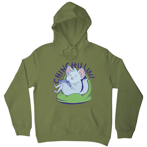 Cute chinchilla chilling hoodie Olive Green