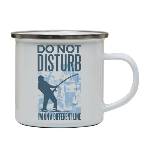 Do not disturb fisher enamel camping mug White