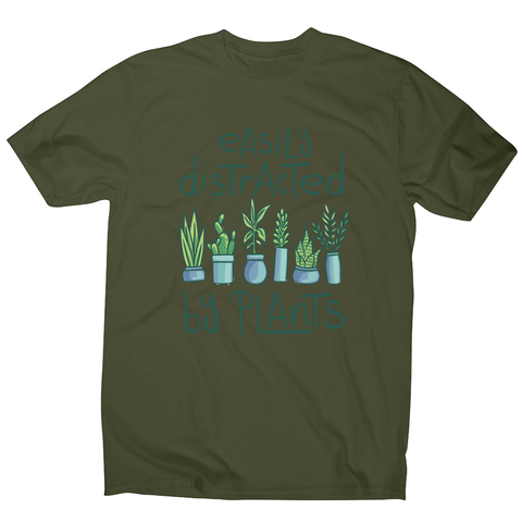 Easily distracted by plants men's t-shirt Military Green