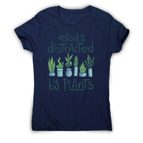 Easily distracted by plants women's t-shirt Navy