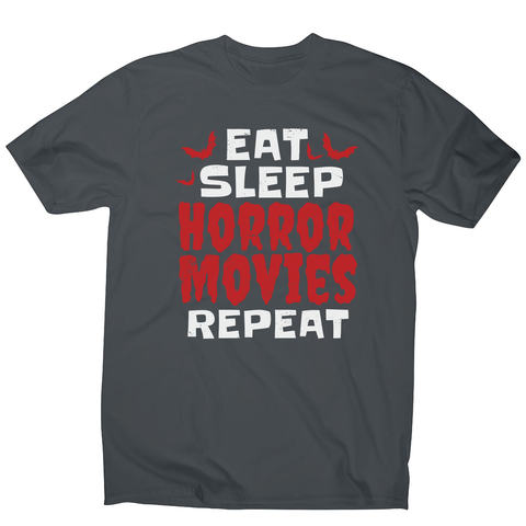 Eat sleep horror movies men's t-shirt Charcoal
