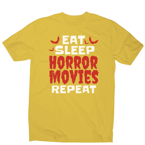 Eat sleep horror movies men's t-shirt Yellow