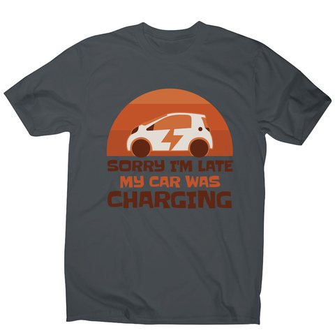 Electric car charging men's t-shirt Charcoal