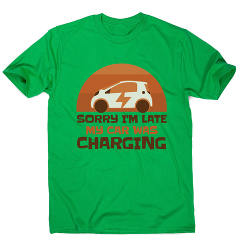 Electric car charging men's t-shirt Green