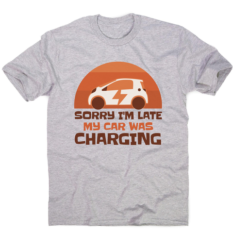 Electric car charging men's t-shirt Grey