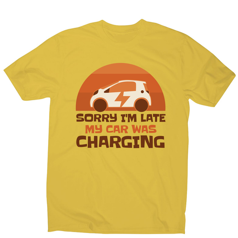 Electric car charging men's t-shirt Yellow