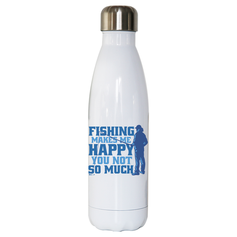 Funny fishing quote water bottle stainless steel reusable White