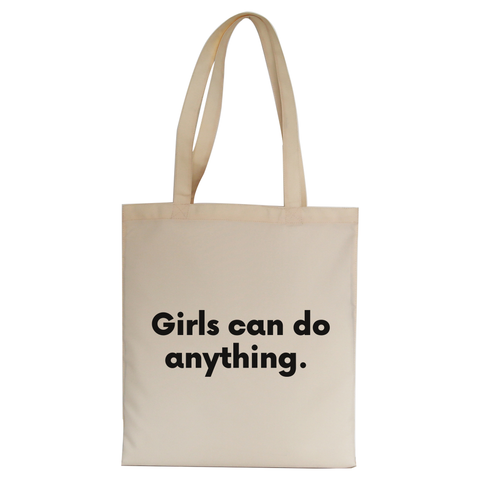 Girls can do anything tote bag canvas shopping Natural