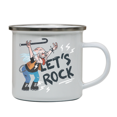 Grandfather rock and roll enamel camping mug White