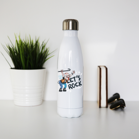 Grandfather rock and roll water bottle stainless steel reusable White
