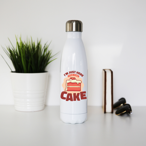 Here for the cake water bottle stainless steel reusable White