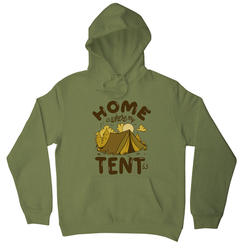 Home quote camping hoodie Olive Green