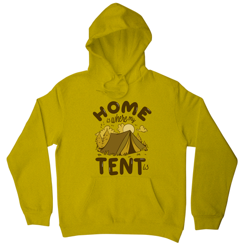 Home quote camping hoodie Yellow