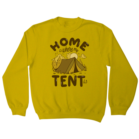 Home quote camping sweatshirt Yellow