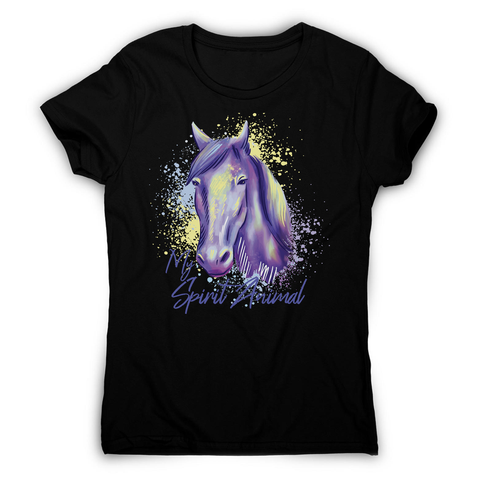 Horse spirit animal watercolour women's t-shirt Black