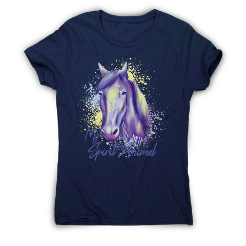 Horse spirit animal watercolour women's t-shirt Navy