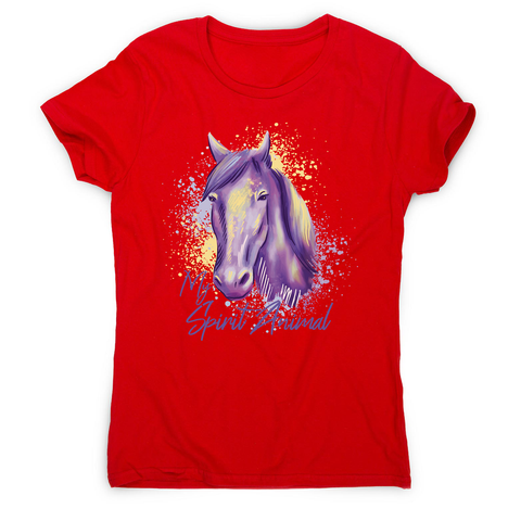 Horse spirit animal watercolour women's t-shirt Red