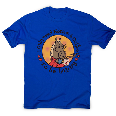 Horses and coffee love men's t-shirt Blue