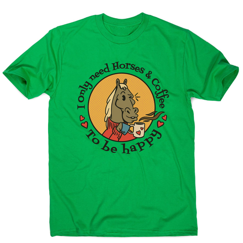 Horses and coffee love men's t-shirt Green