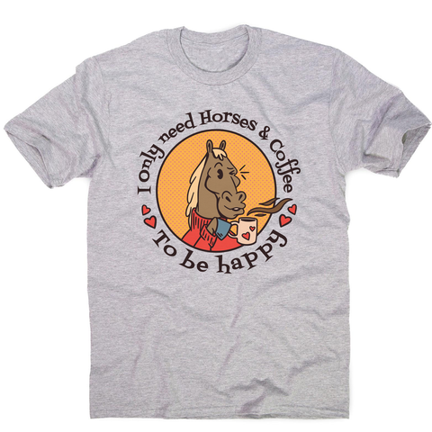 Horses and coffee love men's t-shirt Grey