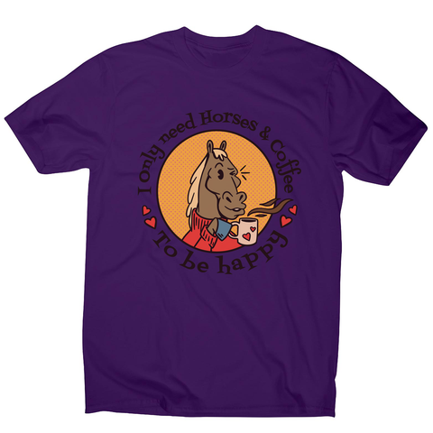 Horses and coffee love men's t-shirt Purple