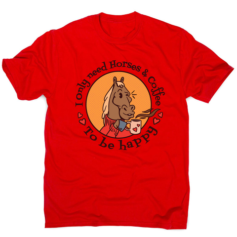 Horses and coffee love men's t-shirt Red