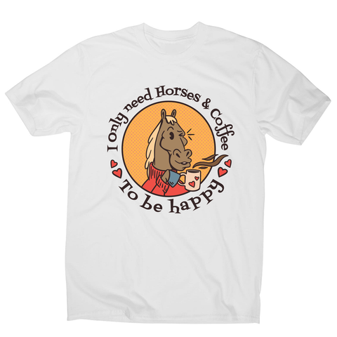 Horses and coffee love men's t-shirt White
