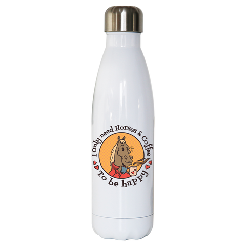 Horses and coffee love water bottle stainless steel reusable White