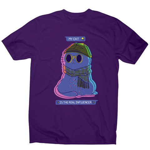 Influencer cartoon cat men's t-shirt Purple