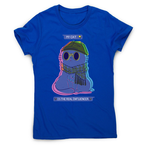Influencer cartoon cat women's t-shirt Blue
