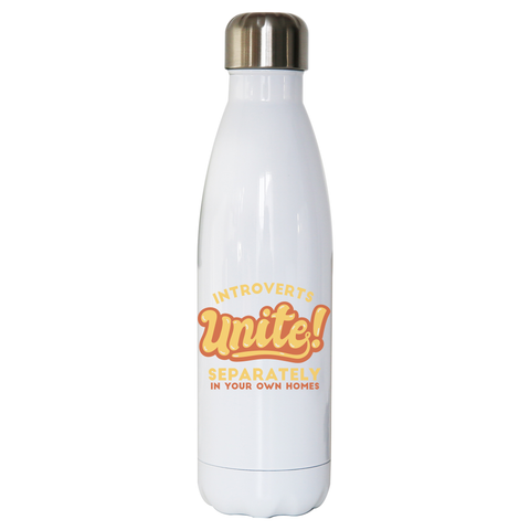 Introverts funny quote water bottle stainless steel reusable White
